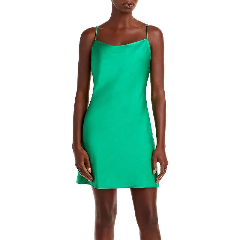 Womens Mini Cowl Neck Slip Dress Fashionable Polka Dot Mini Dress