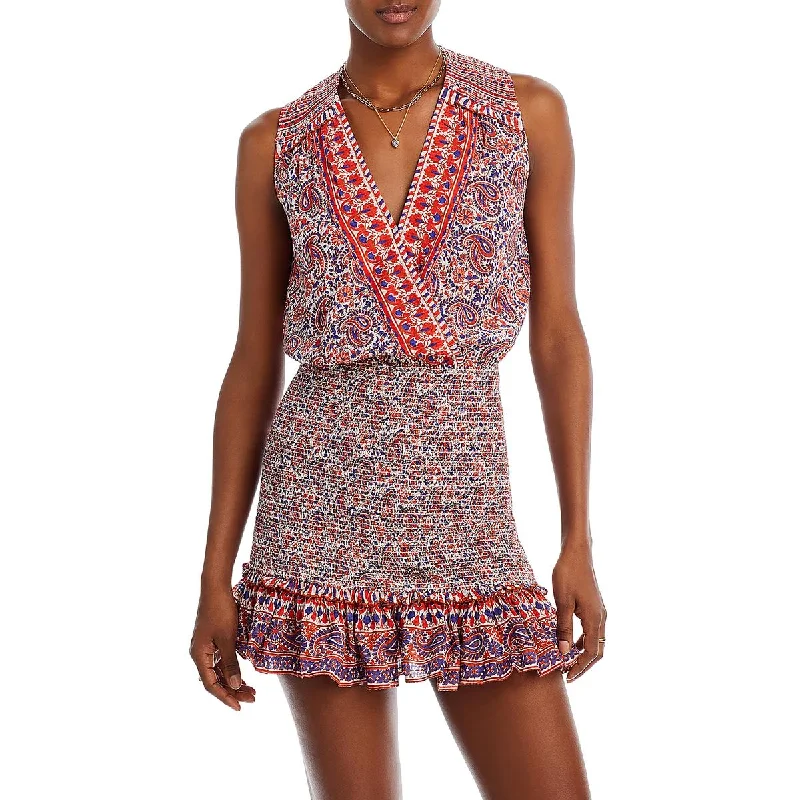 Womens Mini V-Neck Sheath Dress Chic Sleeveless Mini Dress