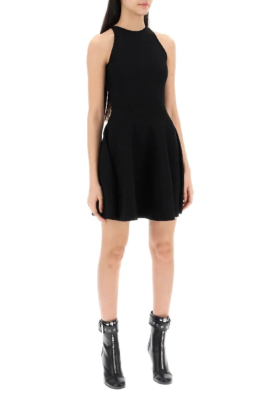 Alexander Mcqueen "mini Knitted Skater Dress Casual V-Neck Mini Dress