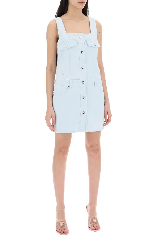 Versace "medusa Mini Denim Dress Classic Striped Mini Dress