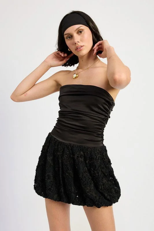 Emory Park Ruched Bubble Mini Tube Dress Stylish Short-Sleeve Mini Dress