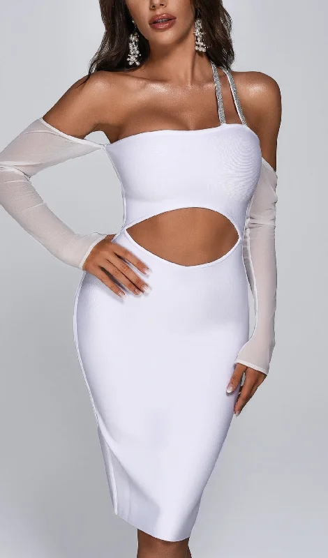 EVELYN MESH MINI BANDAGE DRESS Stylish Button-Down Mini Dress