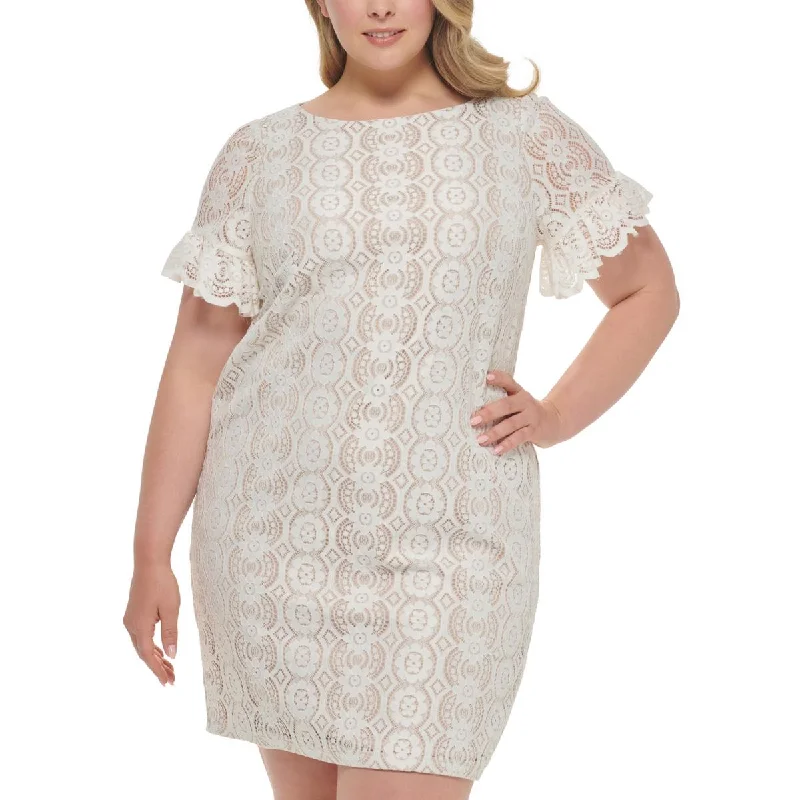 Jessica Howard Womens Plus Work Mini Sheath Dress Comfortable Linen Mini Dress