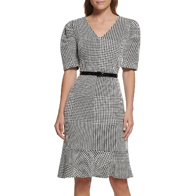 Karl Lagerfeld Paris Womens Belted Mini Wear to Work Dress Comfortable Boho Mini Dress