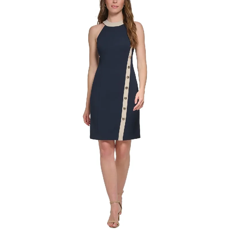 Tommy Hilfiger Womens Petites Business Mini Sheath Dress Fashionable Lace-Trim Mini Dress