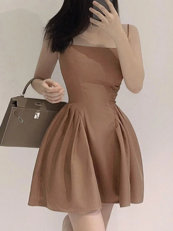 Khaki Short Mini Cami Dress Cozy Knit Mini Dress