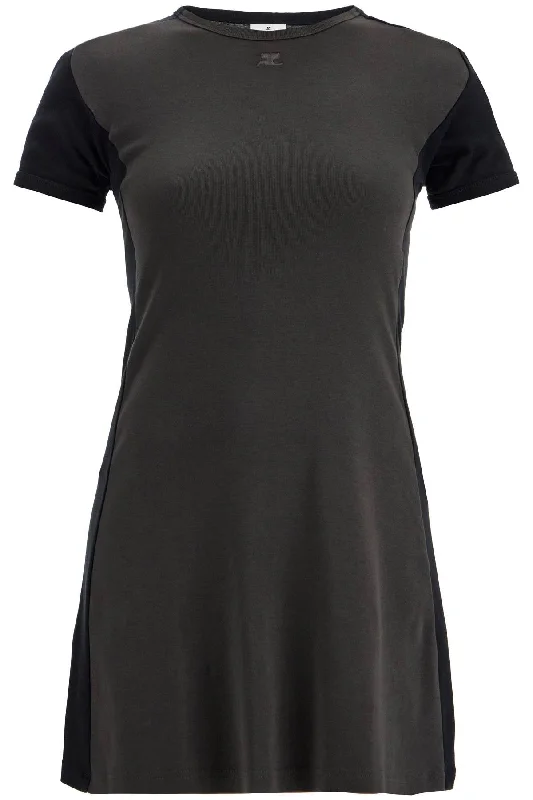 Courreges Women's Mini Contrast Frame Dress Fashionable Mini Dress with Pockets