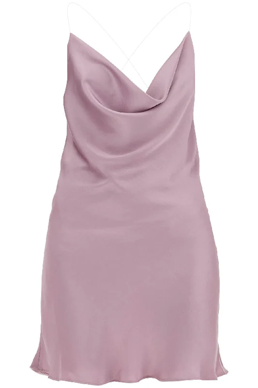Y Project Women's Mini Satin Slip Dress With Spaghetti Straps Elegant Mini Dress with Pleats