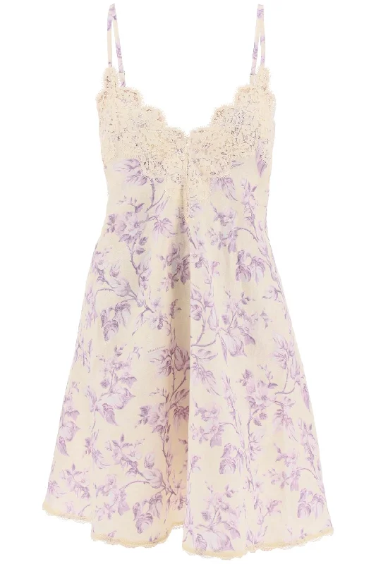 Zimmermann Women's Mini Linen Dress With Lace Trim Fashionable Boho-Chic Mini Dress