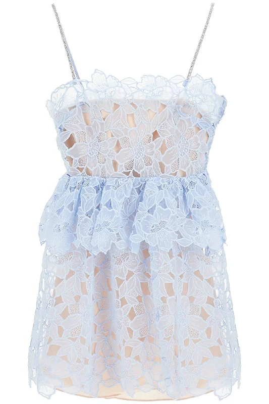 Self Portrait Women's Mini Organza Lace Dress In 9 Stylish Sweetheart Neck Mini Dress