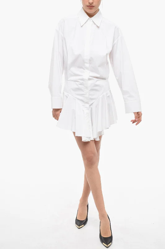 The Attico CANDICE Chemisier Minidress with Pleated Detail 40 Italian size Stylish Ruffle Mini Dress