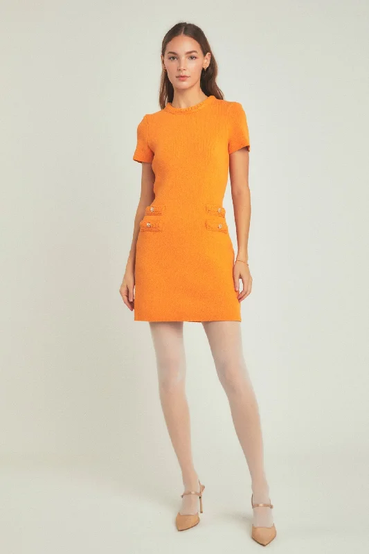 Endless Rose - Braided Mini Knit Dress Comfortable Off-Shoulder Mini Dress