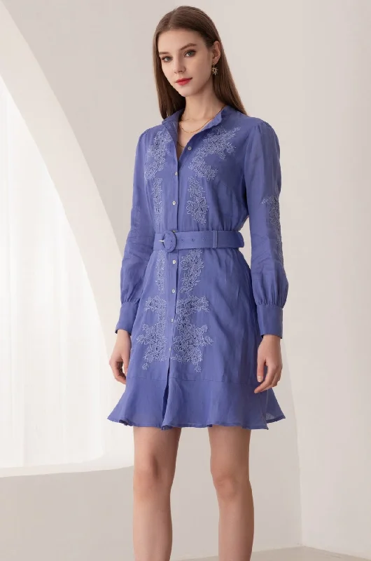 Denize Mini Embroidered Dress - Purple - GDS Stylish Sweetheart Mini Dress