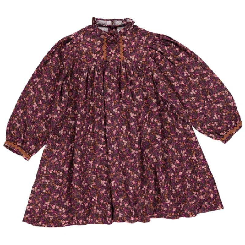 Lena Dress - Mulberry Mini Print Stylish Button-Down Mini Dress