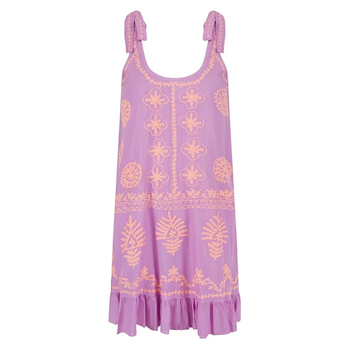 Remi Lilac Peach Mini Slip Dress Chic Tropical Mini Dress