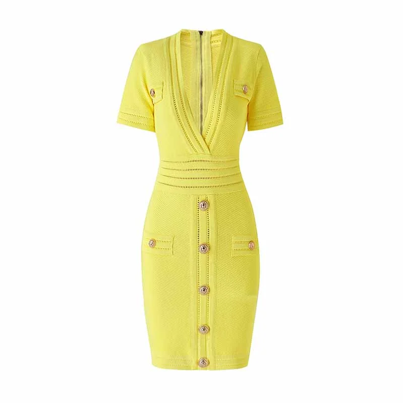 Women Button-up Knitted Minidress Ribbed-knit Short-sleeve Dress Cozy Satin Mini Dress