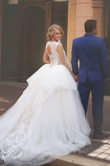 A-Line Ball Gown Empire Mini Jewel Bell Empire Dropped Appliques Cathedral Train Tulle Dress Trendy Tulle Mini Dress A-Line Ball Gown Empire Mini Jewel Bell Empire Dropped Appliques Cathedral Train Tulle Dress Trendy Tulle Mini Dress