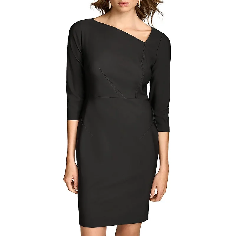 Womens Mini Asymmetric Sheath Dress Cozy Wraparound Mini Dress