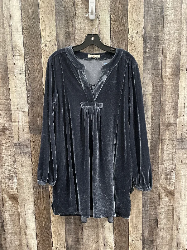 Dress Party Short By Indigo Soul In Blue, Size: L Peplum Ruffle Cocktail