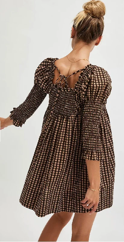 Free People Star Dipped Mini Black Combo Dress Elegant Satin Mini Dress