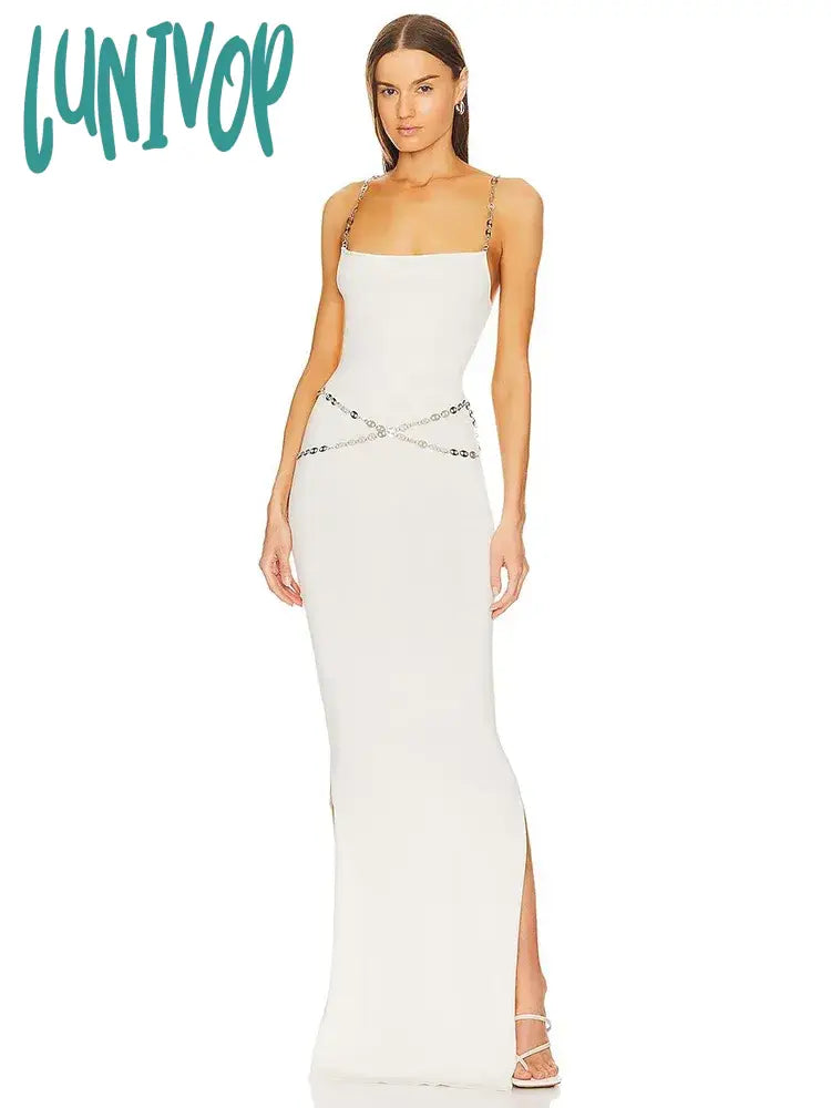 Lunivop Women Elegant Luxury Sexy Chain Spaghetti Straps Long Bandage Dress Formal Occasion Dresses Vestidos De Fiesta Birthday Party Tunics Floral girly Lunivop Women Elegant Luxury Sexy Chain Spaghetti Straps Long Bandage Dress Formal Occasion Dresses Vestidos De Fiesta Birthday Party Tunics Floral girly