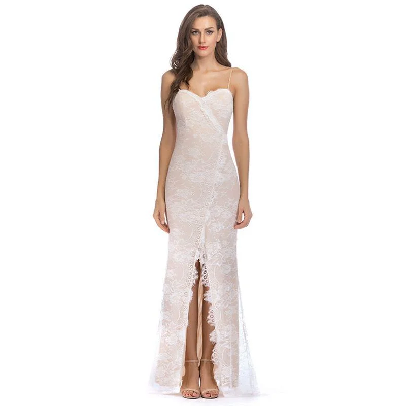New Design Women Solid Color Sexy Backless Evening Party Slip Dress Tunics Lace romantic New Design Women Solid Color Sexy Backless Evening Party Slip Dress Tunics Lace romantic