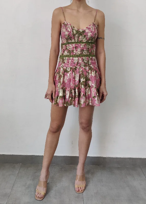 Pakhi Smocked Fit-And-Flare Minidress Elegant Off-Shoulder Dress Mini