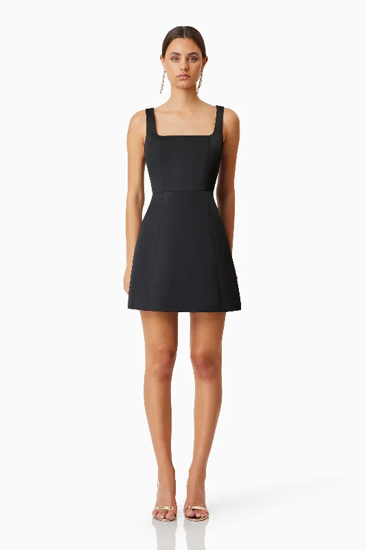 Amelie Mini Cocktail Dress In Black Trendy Wraparound Mini Dress