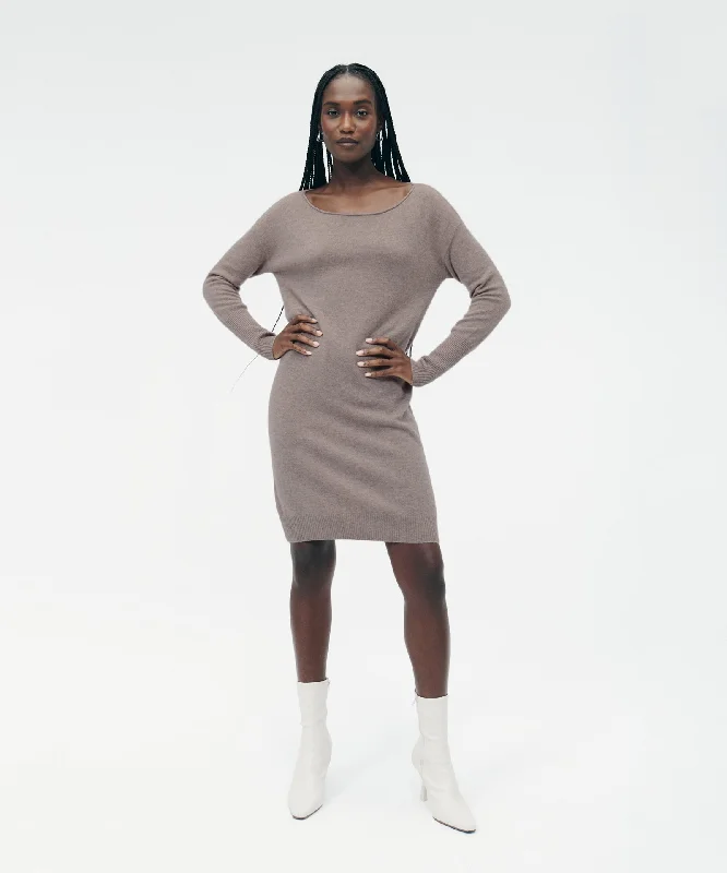 Cashmere Boatneck Mini Sweater Dress Chic Tropical Mini Dress