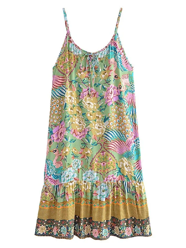 CLAIRA Mini Slip Dress Classic Floral Print Mini Dress