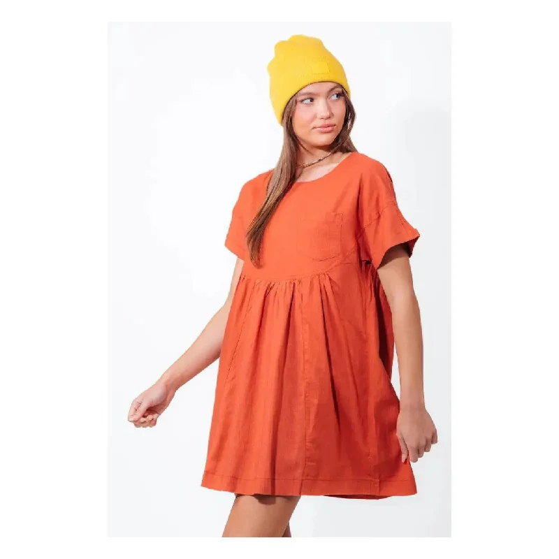 Dress Mini Woven Rust Stylish Ribbed Mini Dress