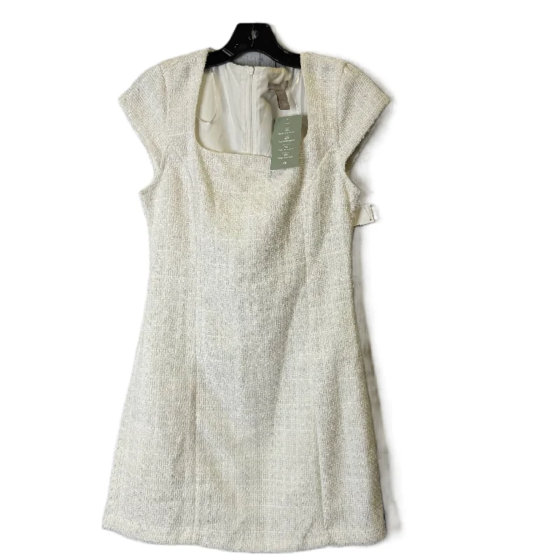 Dress Party Short By H&m In Cream, Size: S Boat Neckline Classic
