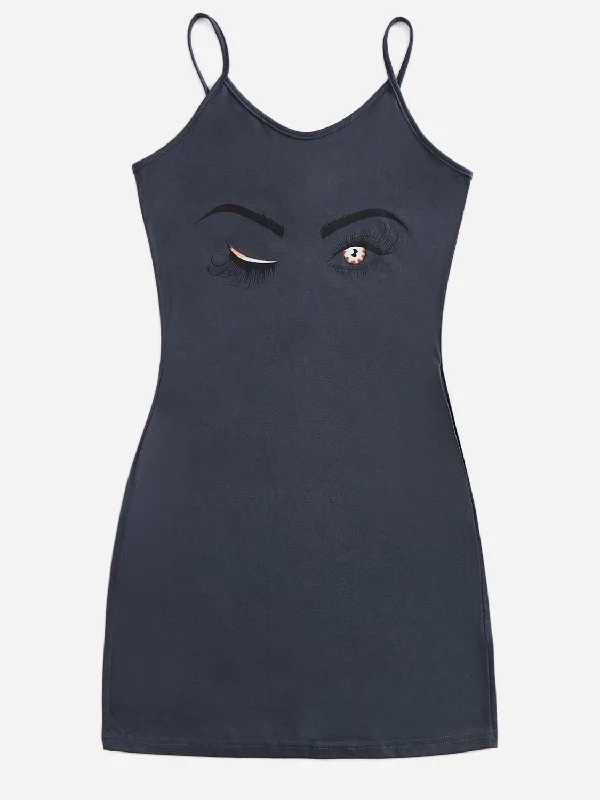 Blue Zone Planet |  Graphic Scoop Neck Mini Cami Dress Trendy Crossover Mini Dress