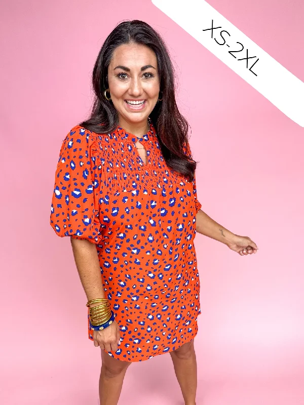 Michelle McDowell | Amelia Dress - Party Animal Blue/Orange Tunics Summer linen
