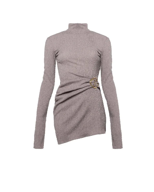 Mini Knitwear Dress G With Sleeves Elegant Off-Shoulder Dress Mini
