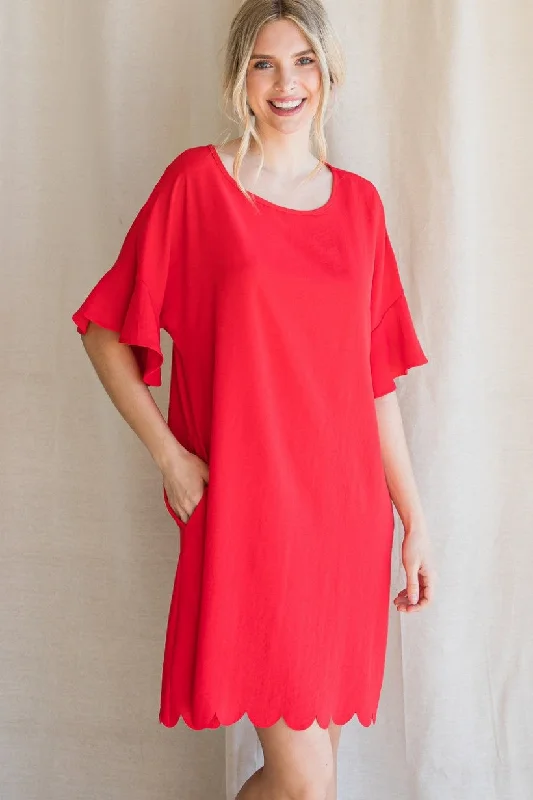 Party of One Scallop Hem Dress Tunics Bridal satin