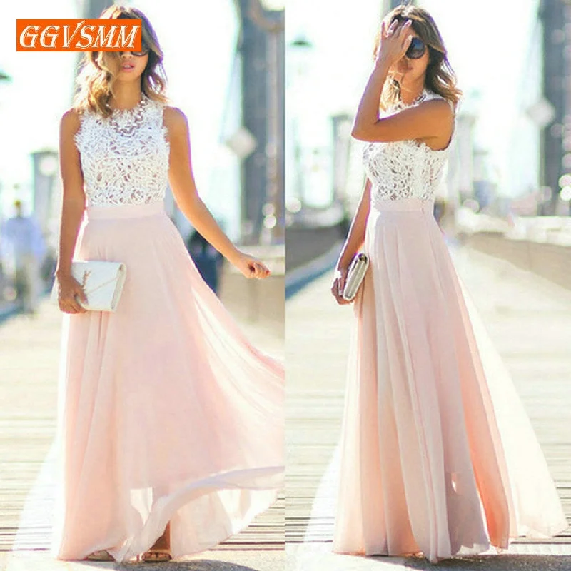 Stylish Pink Long Prom Dresses 2019 Cheap Prom Dress Women Real Photos O-Neck Chiffon Lace A-Line Banquet Evening Party Gown New Tunics Hiking breathable Stylish Pink Long Prom Dresses 2019 Cheap Prom Dress Women Real Photos O-Neck Chiffon Lace A-Line Banquet Evening Party Gown New Tunics Hiking breathable