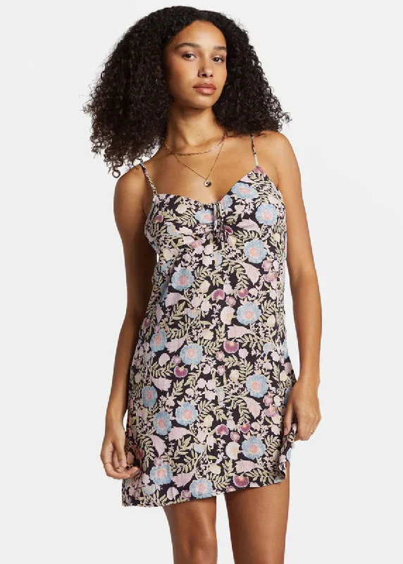 Sun Chaser Mini Slip Dress - Black Sands Trendy Off-Shoulder Dress Mini
