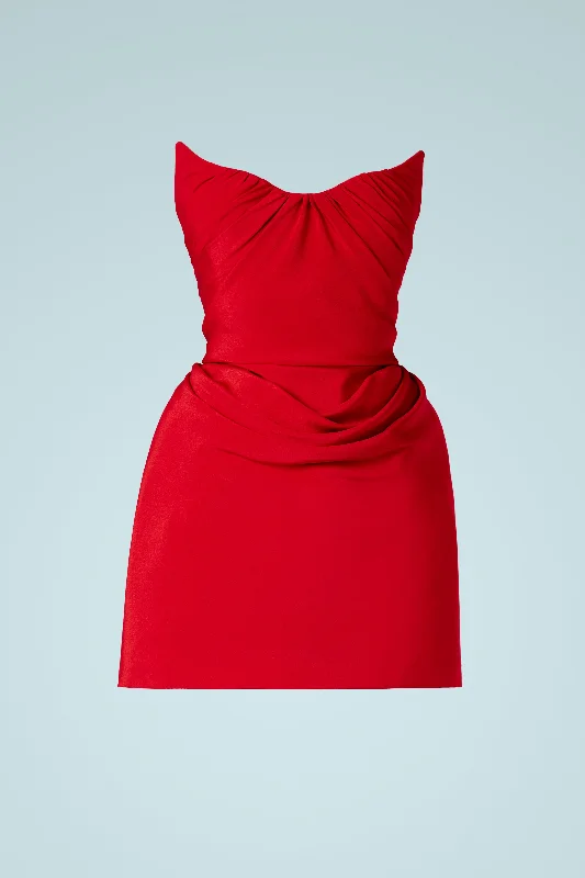 THE MOTION EDIT MINI RED DRESS Chic Halter Mini Dress