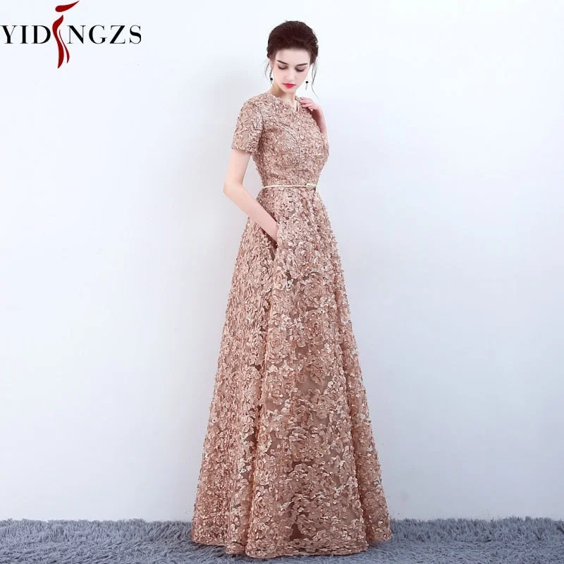 With Pockets Fashion Khaki Lace Prom Dress Simple Floor-length Party Formal Evening Gown Tunics Trousers formal With Pockets Fashion Khaki Lace Prom Dress Simple Floor-length Party Formal Evening Gown Tunics Trousers formal