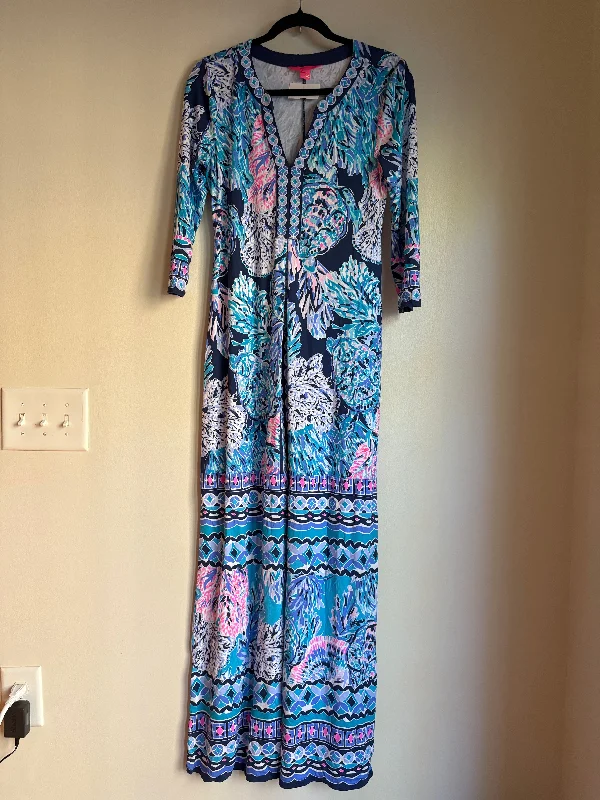 Dress Party Long By Lilly Pulitzer In Multi-colored, Size: S Tunics Floral girly