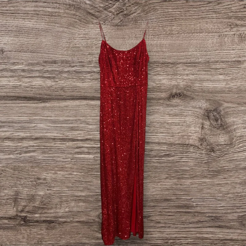Dress Party Long By xscape In Red, Size: 10 Peplum Ruffle Cocktail