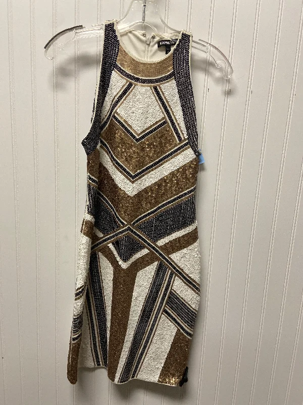 Dress Party Short By Express In White, Size: Xs sweetheart Neckline Romantic