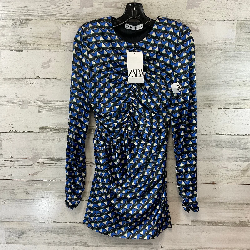 Dress Party Short By Zara In Blue, Size: S Crew Neckline Casual